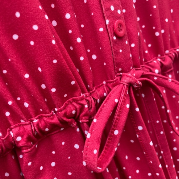 Pretty Polka-Dot Red and White Dress With Tie and Pockets!!! - Picture 3 of 5